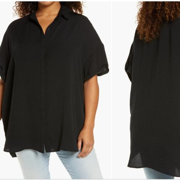 Treasure and Bond Oversized Black Short Sleeve Tunic Size 1X - Picture 1 of 8